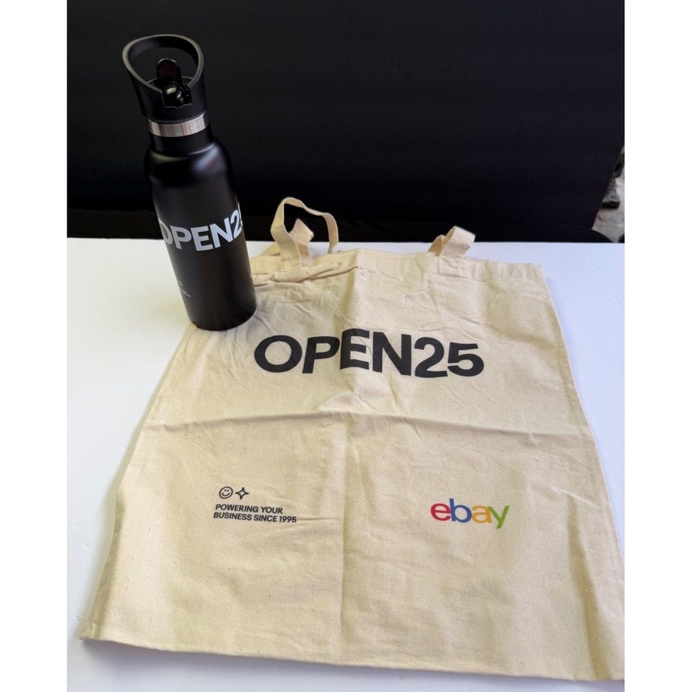 eBay Open 2025 Black Metal‎ Insulated 10" Thermos Bottle New Canvas Tote Bag - Picture 14 of 14